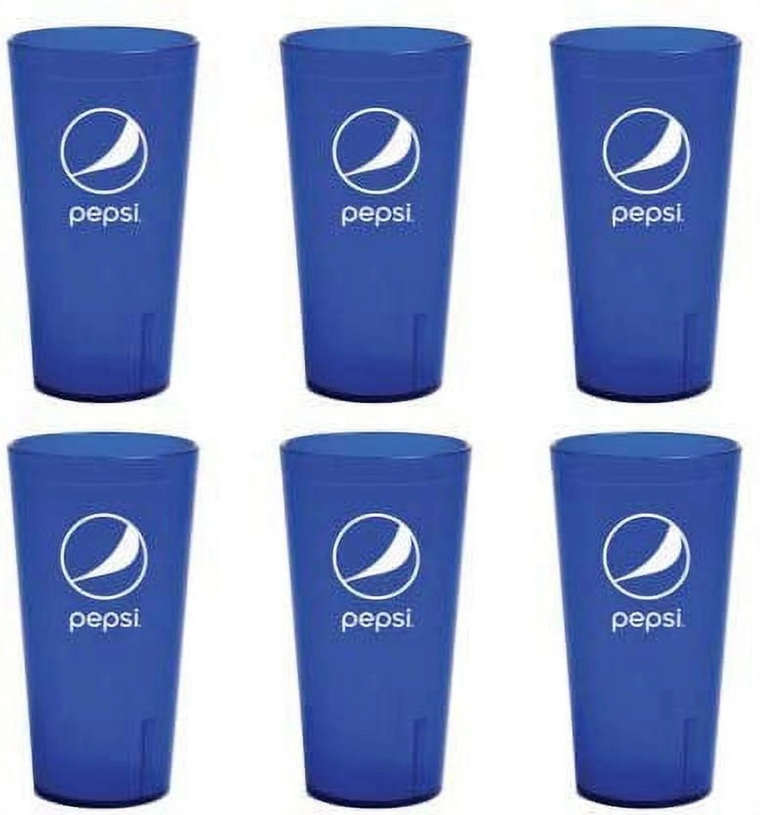 Blue Plastic Tumblers Cups 24-Ounce Set of 6 I903781