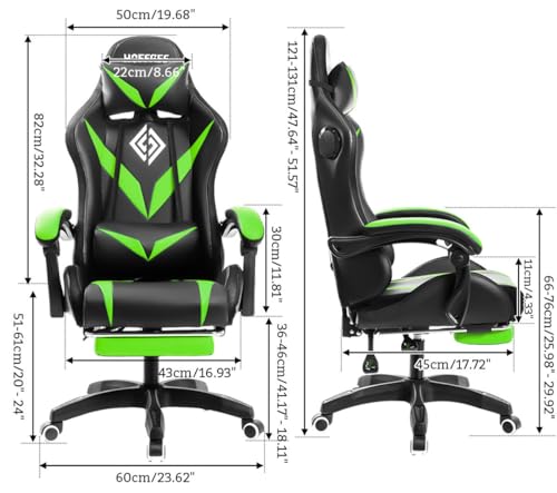 White and Black Ergonomic Gaming Chair with Footrest T9884