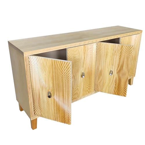 Natural Wood Double Door Sideboard Buffet Cabinet 60 Inch D231629