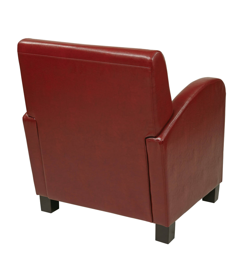 Crimson Red Bonded Leather Club Chair with Espresso Legs Q805