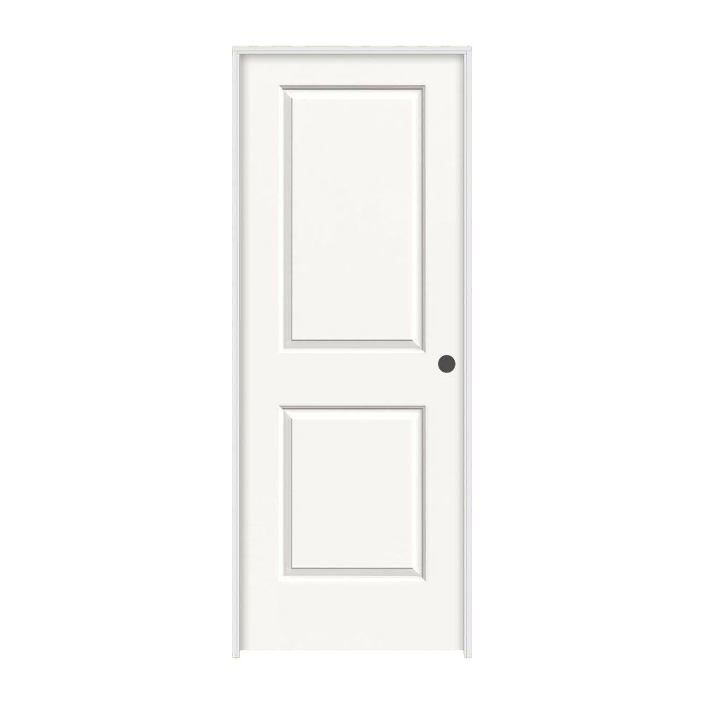 24 in. x 80 in. White Painted Left-Hand Smooth Solid Core Molded Composite MDF Single Prehung Interior Door C564