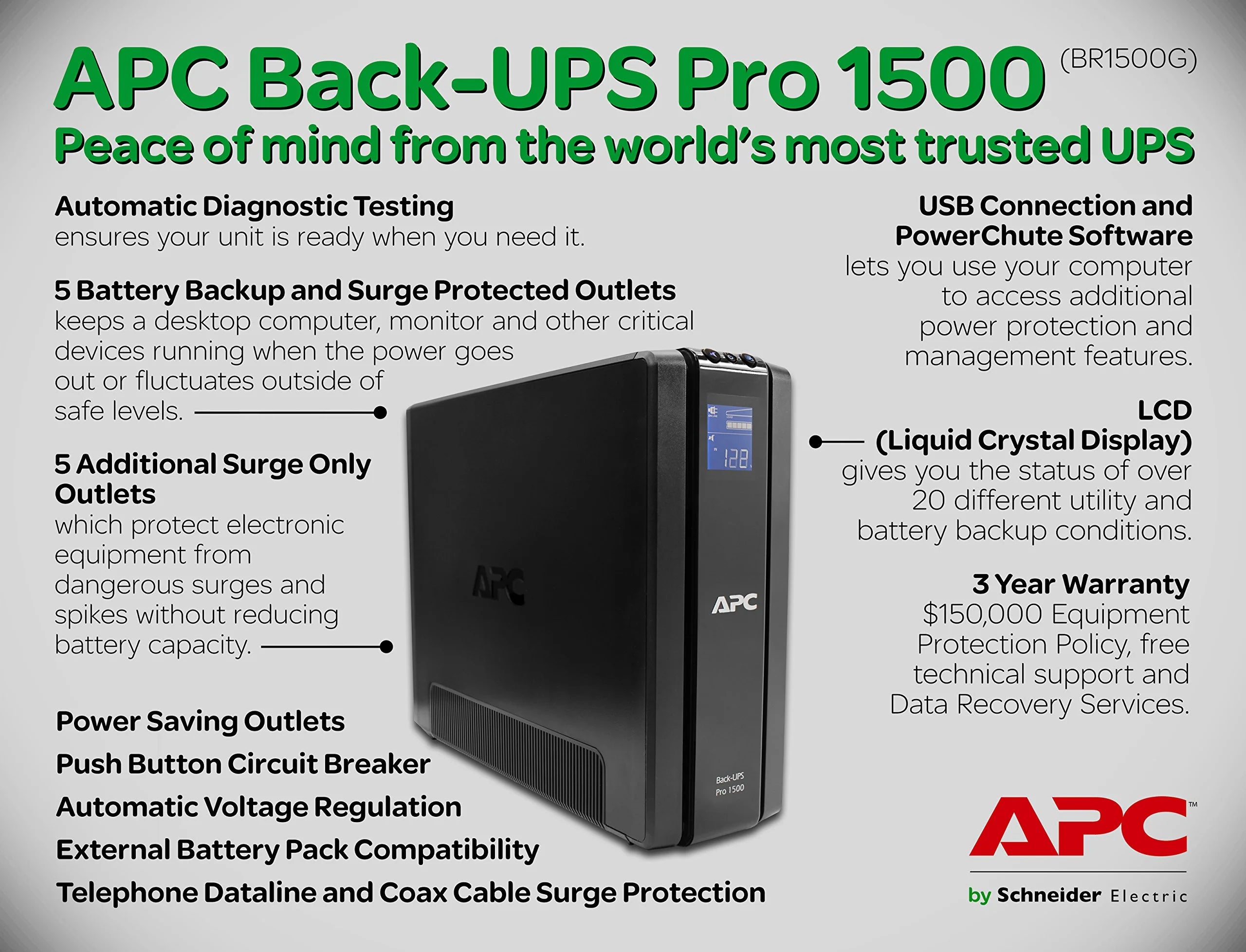 1500VA UPS Battery Backup Surge Protector with AVR D211