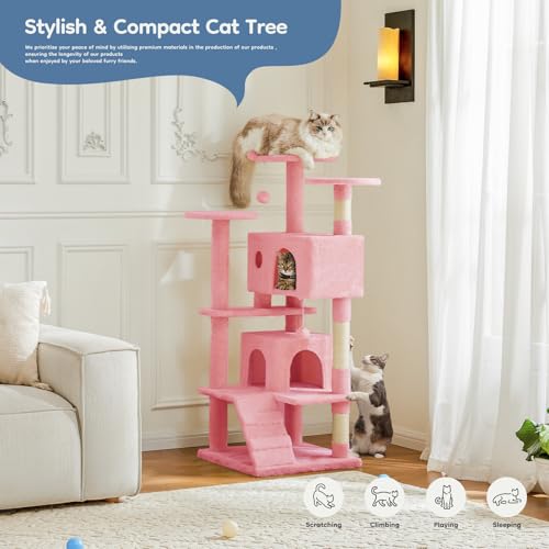 Dark Grey Multi-Level Cat Tree with 2 Condos and Scratching Posts F625885