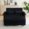 Black Velvet Convertible Sofa Bed with 2 Lumbar Pillows Z29376