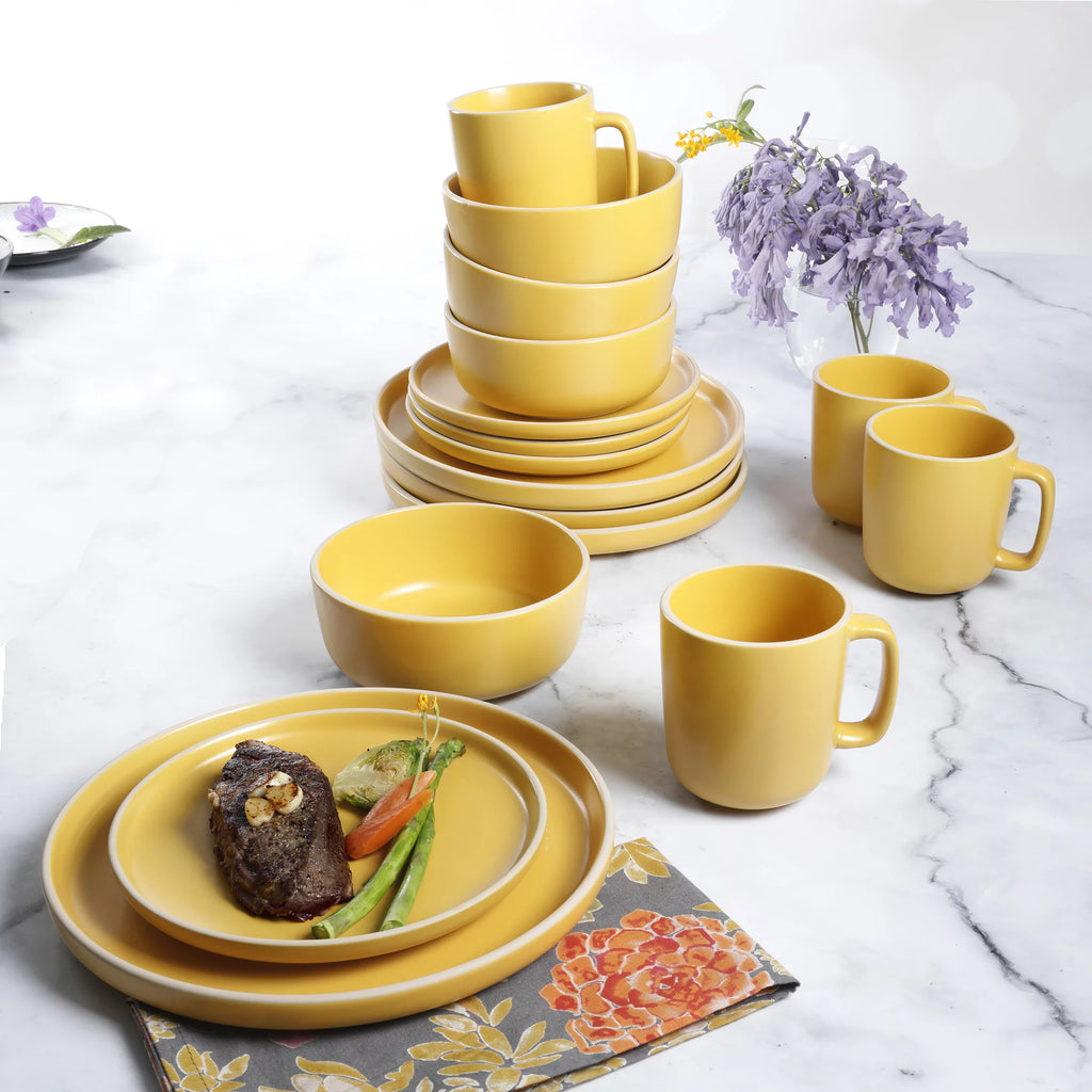 16 Piece Matte Stoneware Dinnerware Set U933149