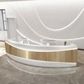 Golden Panel Curved LED Light Reception Desk V45831