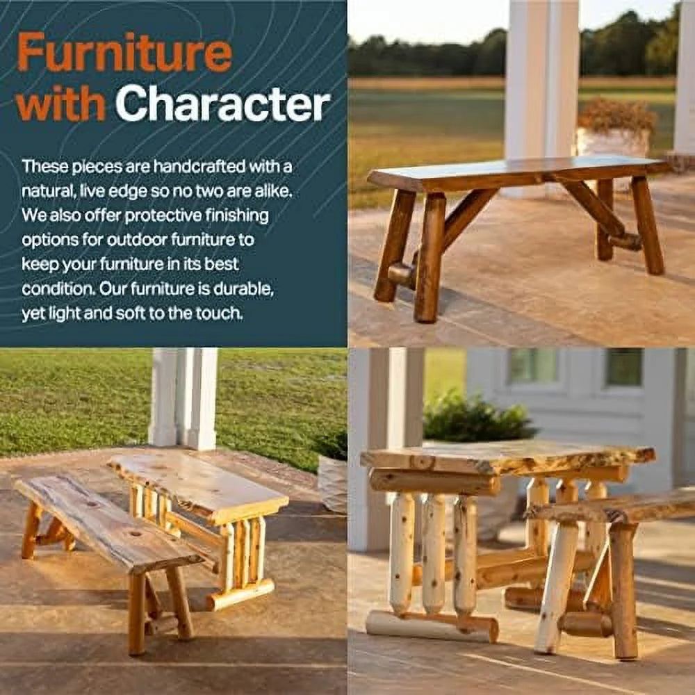 Rustic Pine & Cedar Wood Bench W9846