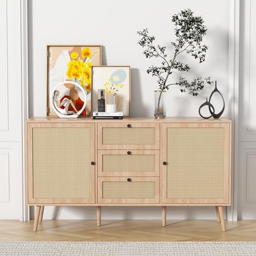 Rattan Sideboard Cabinet with 2 Doors and 3 Drawers F780