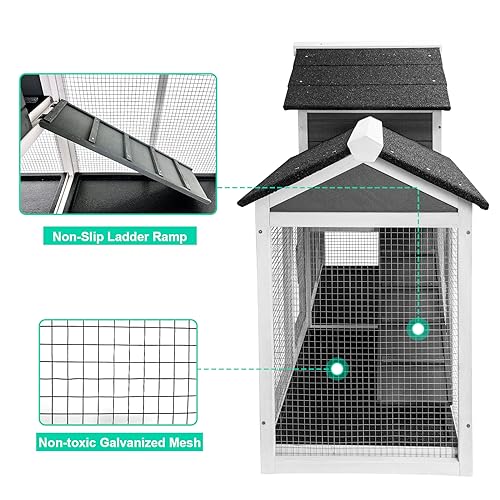 Rabbit Hutch with Running Board, Wooden Pet House with Slide and Pull-Out Tray V7119