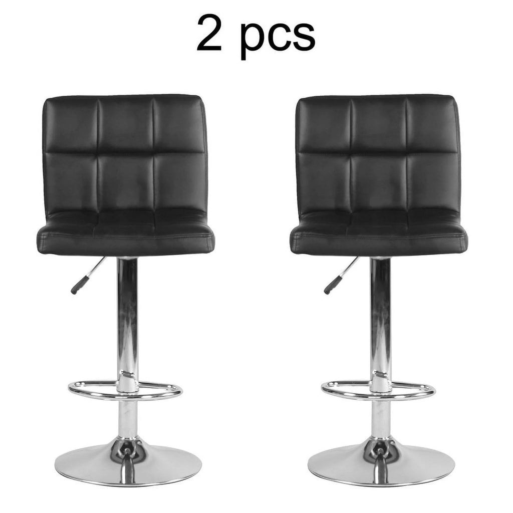 Black PU Leather Adjustable Swivel Bar Stools Set of 2 B3678