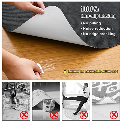 Corduroy Surface 1/6" Thick 55"x35" Office Chair Mat with Anti-Slip Backing I393635