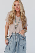 The Nest Classic V Neck Top - Sand