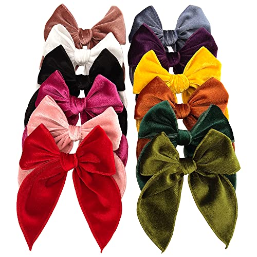 Large Velvet Hair Clips Barrettes (12 PCS) U5075
