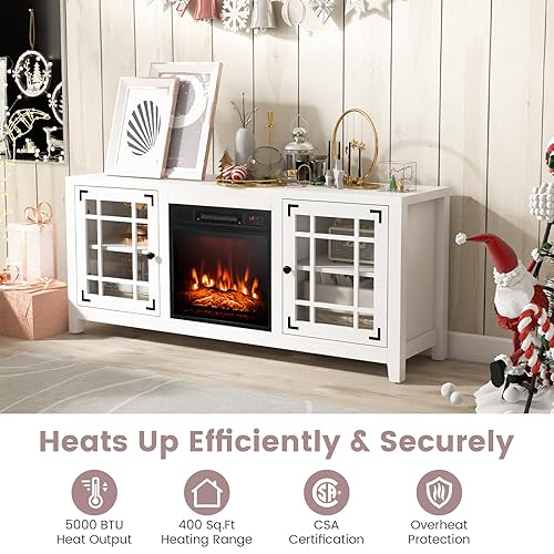 58 Inch TV Console with Electric Fireplace Insert H137