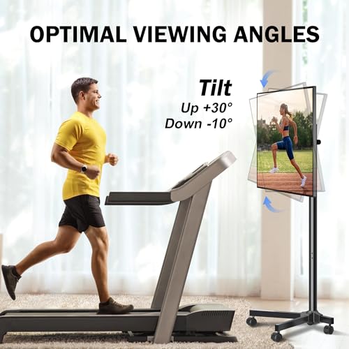 Mobile TV Carts Rotating Rolling TV Stand on Wheels for 13-50" Flat Curved TVs Height Adjustable 30° Tilt Floor TV Stand Portable Monitor Stand Holds up to 44lbs Max VESA 200x200mm M1583