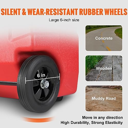 16 Gallon Portable Fuel Storage Tank with Nozzle Rubber Wheels T375