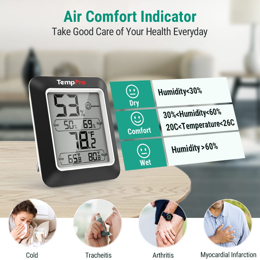Black 2 Pack Indoor Thermometer Humidity Sensor J206