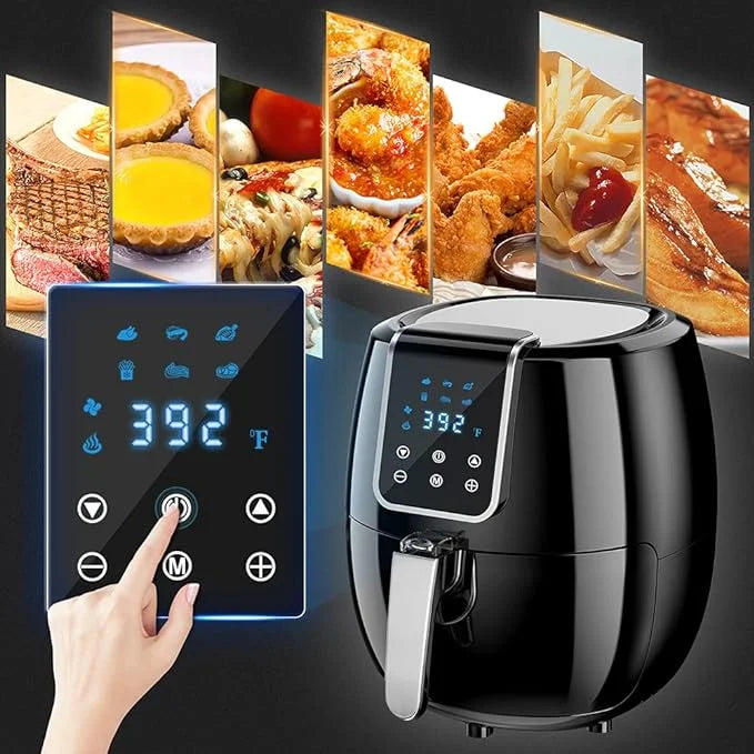 6-in-1 Air Fryer 7Qt 6.5L Smart Electric Hot Airfryer BLACK C626