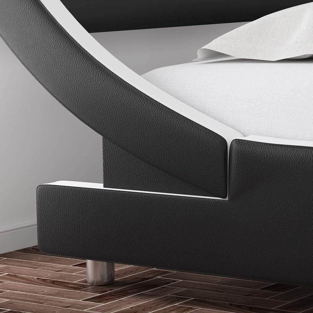 Black Queen Size Faux Leather Platform Bed Frame G51894