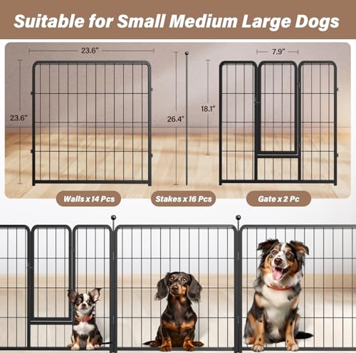 Black 32" Height 8 Panels Heavy Duty Dog Playpen L88048