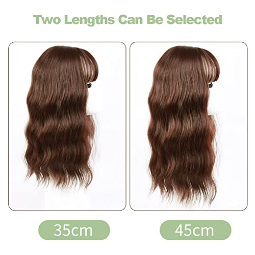 14" Dark Brown Silk Top Base Water Wave Hair Topper A304524