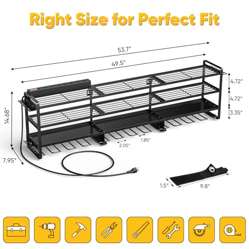 4-Tier Heavy Duty Power Tool Organizer Wall Mount with Charging Station B817