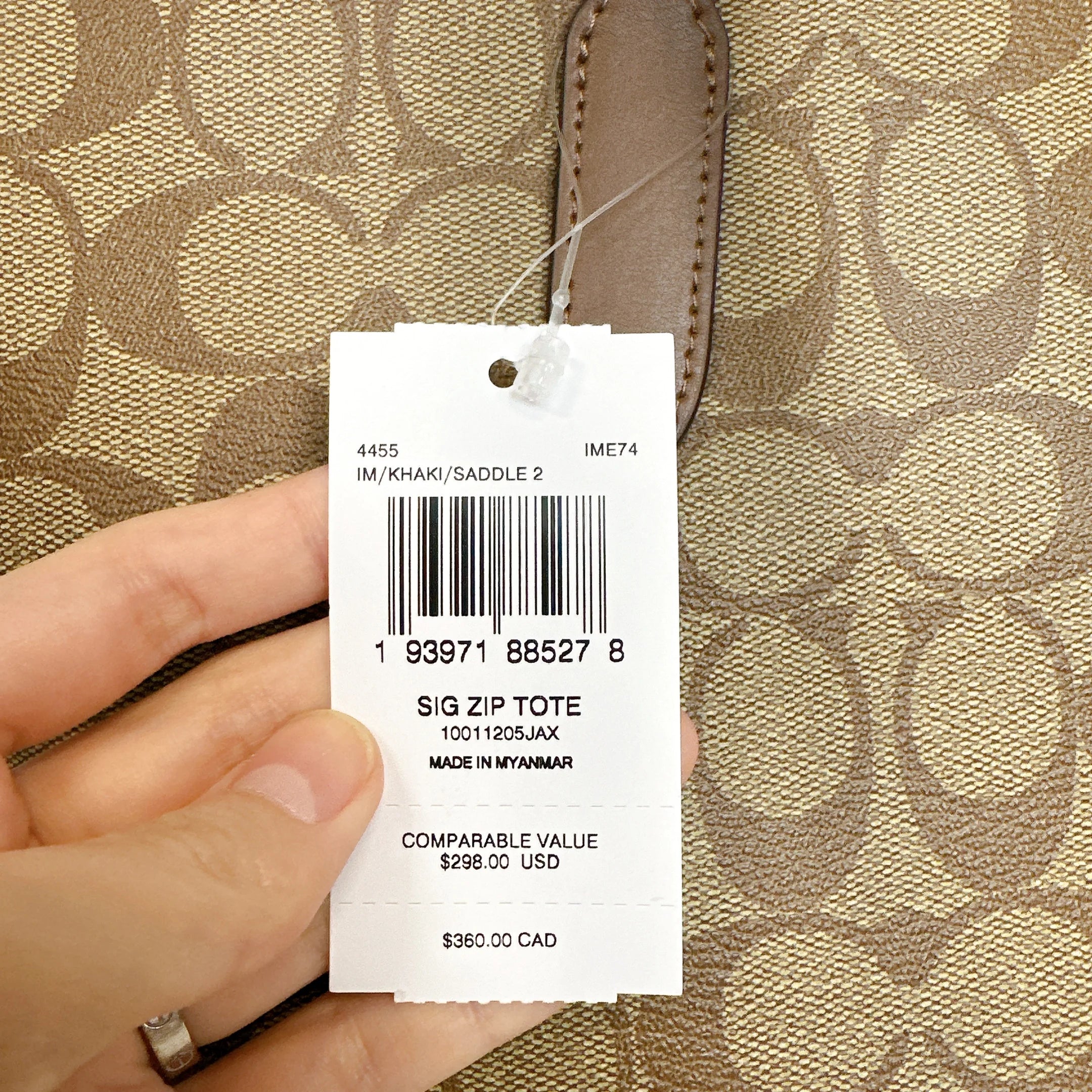 Khaki Zip Tote K847517
