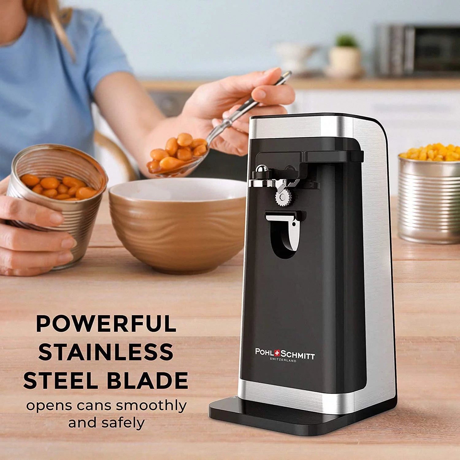 Electric Can Opener with Knife Sharpener and Bottle Opener K3639