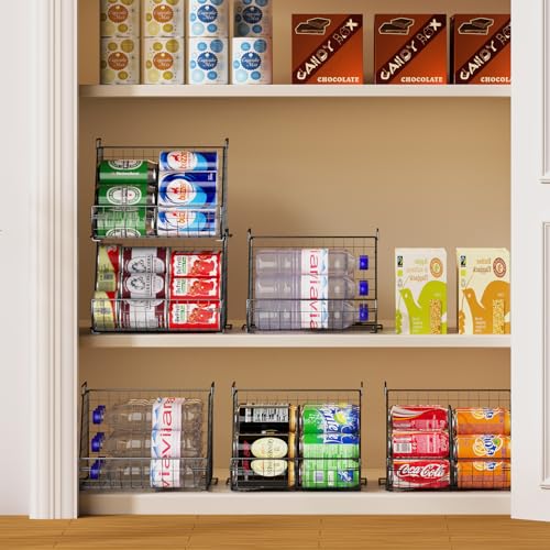 4-Tier Stackable Soda Can Organizer with 4 Adjustable Dividers O190637