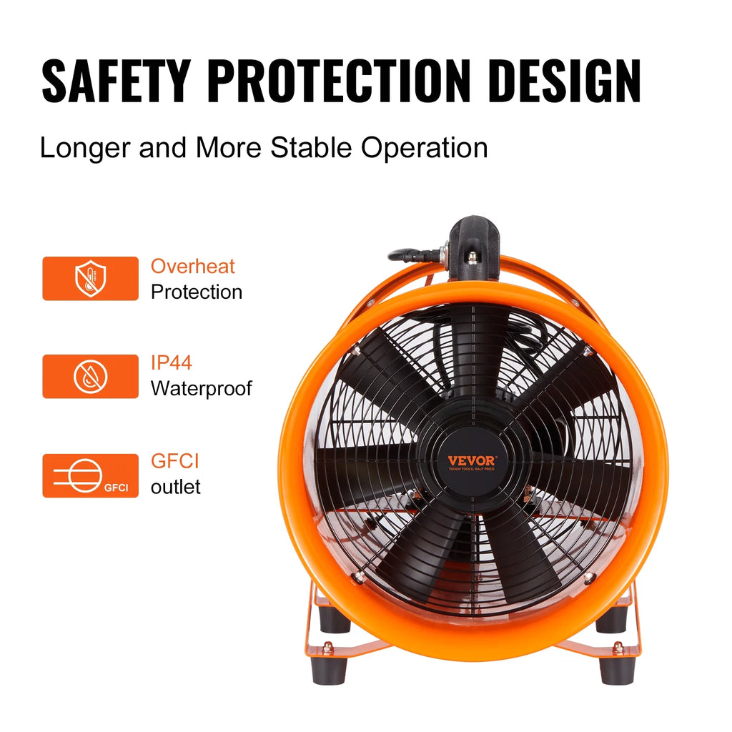 12" Portable Extractor Fan Blower with 33ft Duct Hose J385