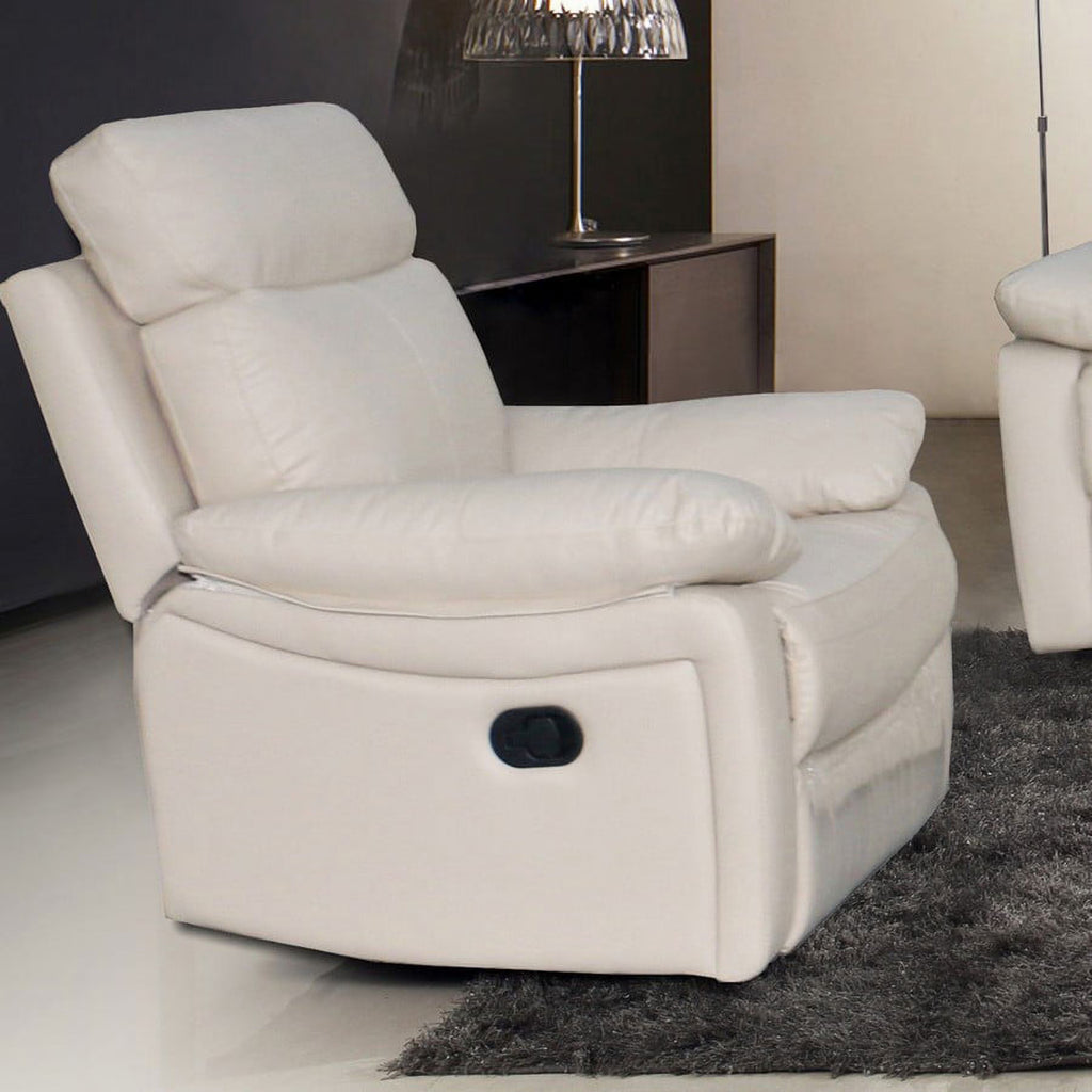 Taupe Reclining Leather Match Arm Chair W7236