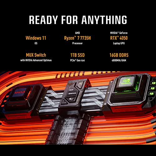 15.6" FHD 144Hz Gaming Laptop with GeForce RTX 4060, AMD Ryzen 7 7735HS, 16GB DDR5, 1TB PCIe SSD Y157