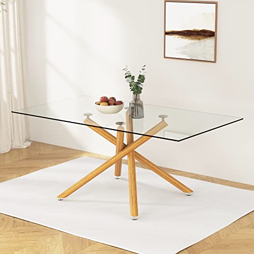 Rectangular Golden Chrome Metal Legs Tempered Glass Dining Table M257121