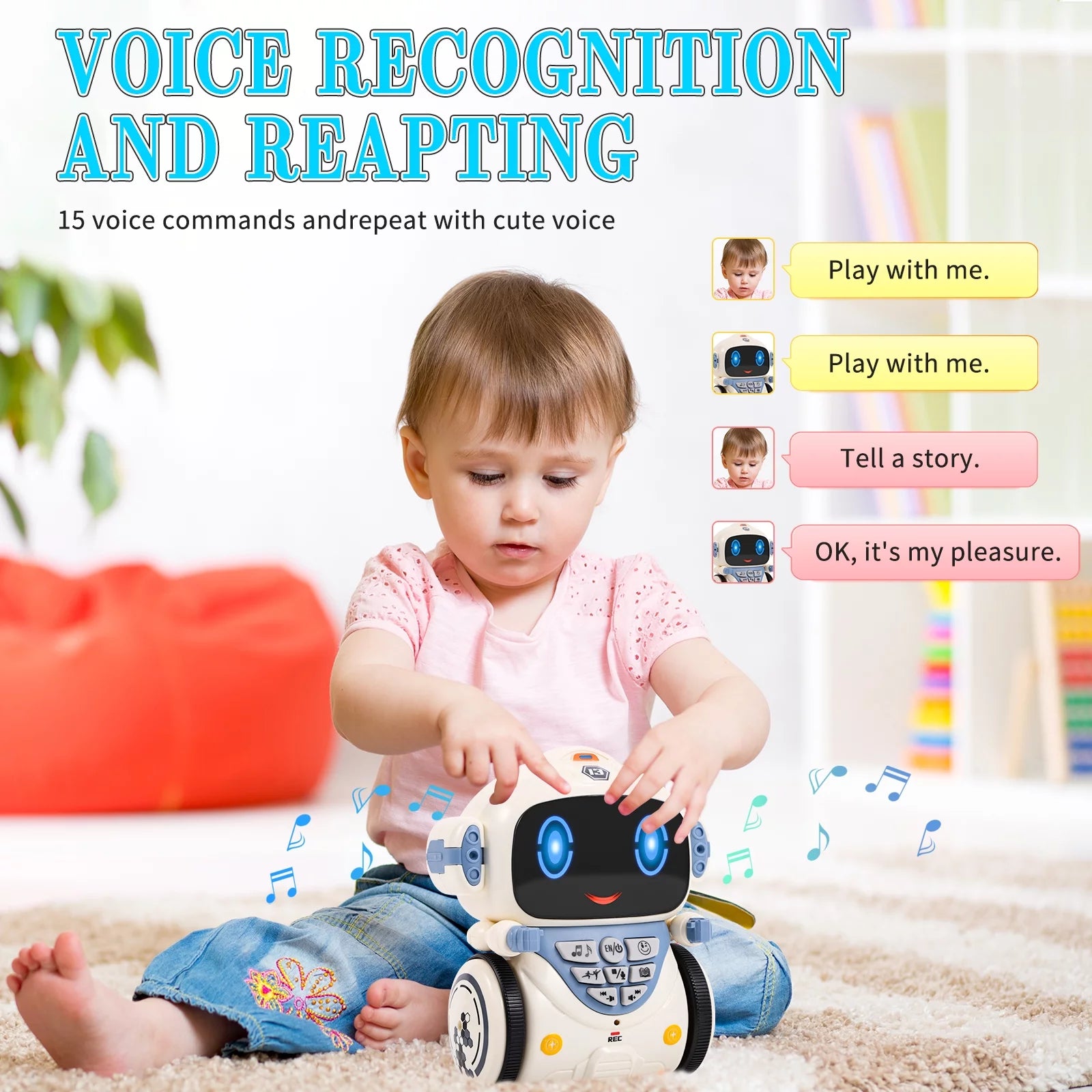 Kids Robot Toys with Voice Control Speech Recognition Singing Dancing Interactive Robot L36074
