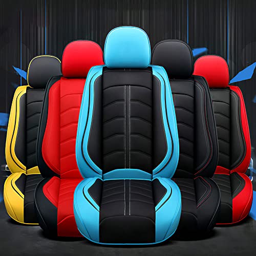 Black Red Waterproof Leather Car Seat Cover E756