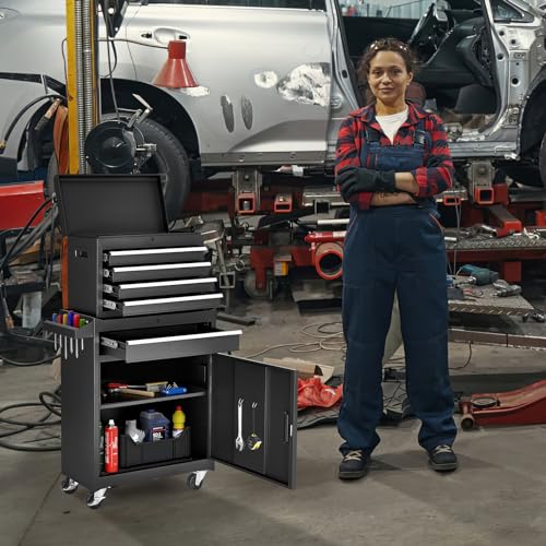 Black 5-Drawer Rolling Metal Tool Chest Q132