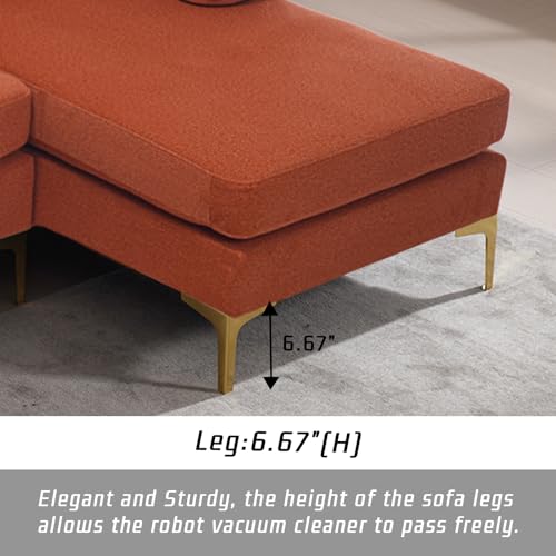 Orange Chenille Upholstered Sectional Sleeper Sofa N4866