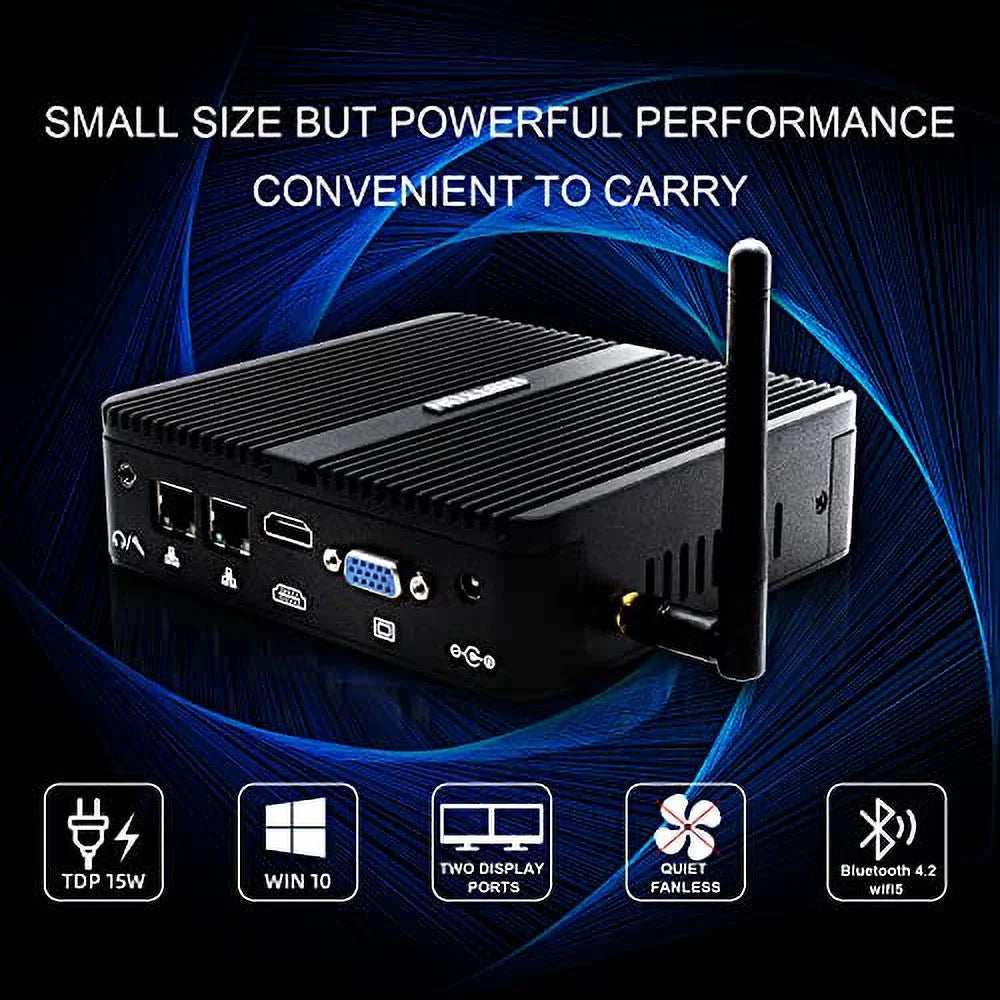 Industrial Mini PC, Celeron J4125, Windows 10 Pro, DDR4 8GB RAM 512GB SSD 1TB HDD, 2 RS232 COM, HDMI VGA Dual Display, Gigabit Ethernet, BT 4.0, 4K, WiFi A24605