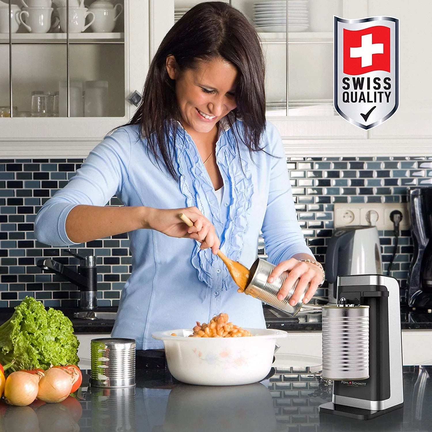 Electric Can Opener with Knife Sharpener and Bottle Opener K3639