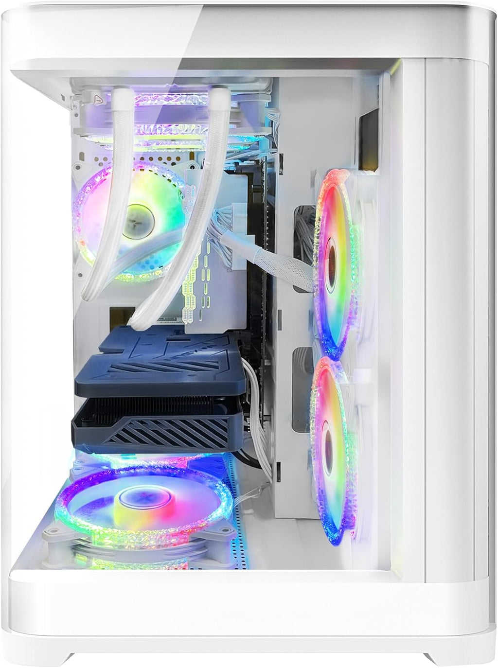 White Gaming PC Desktop - AMD Ryzen 7 5700X 8-Core 3.4GHz - RX 6500 XT 4GB - 1TB M.2 SSD - 32GB DDR4 3200MHz RAM - 240mm AIO CPU Liquid Cooler - Windows 11 Pro Computer K107