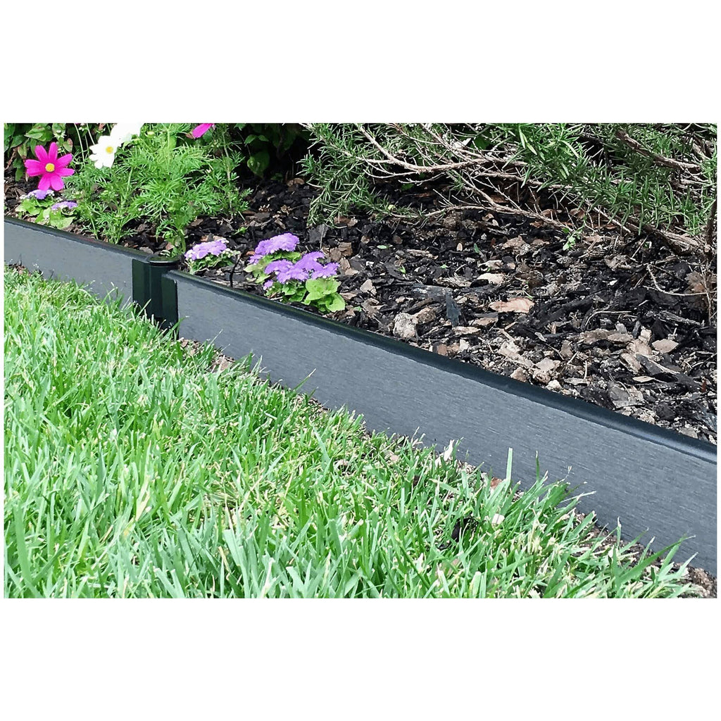 Weathered Wood Composite Landscape Edging Kit - 16 x 1 inch Straight, Gray F30656