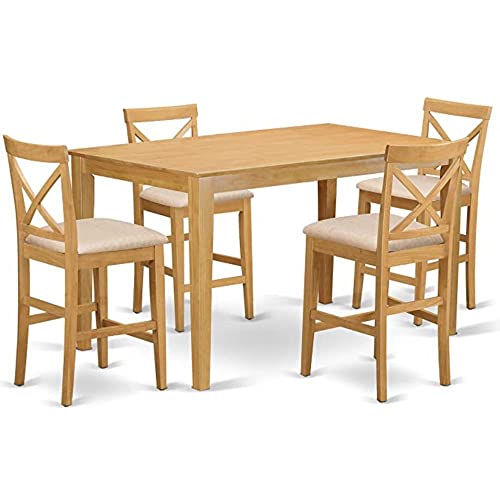 7 Piece Kitchen Counter Height Set with Rectangle Table and 6 Wooden Chairs F72516