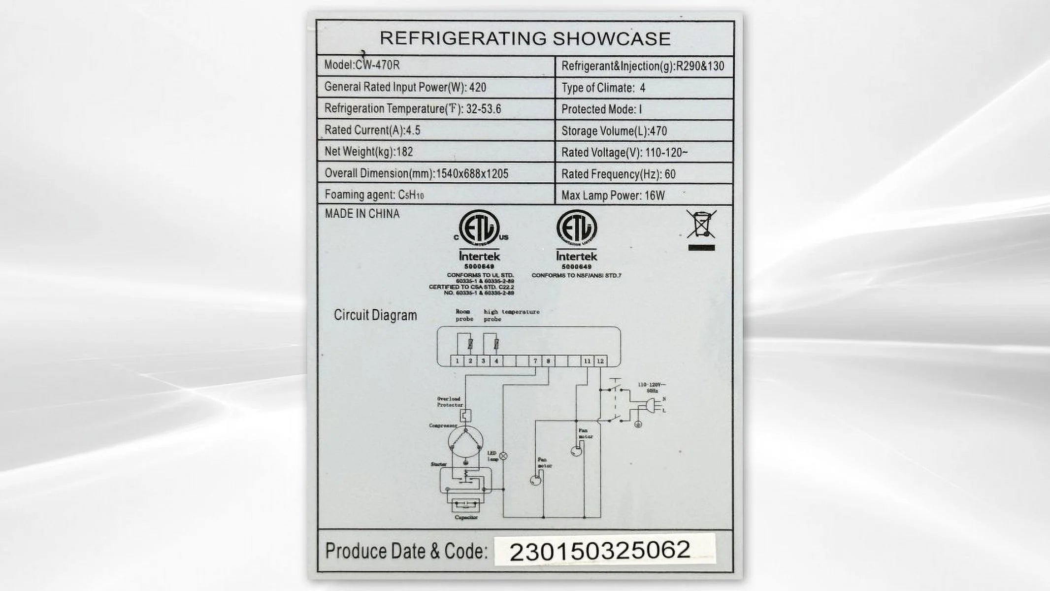 60 in. Double Tempered Glass Bakery Refrigerator Case 17.7 Cu. ft. S26136