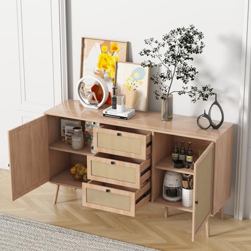 Rattan Sideboard Cabinet with 2 Doors and 3 Drawers F780