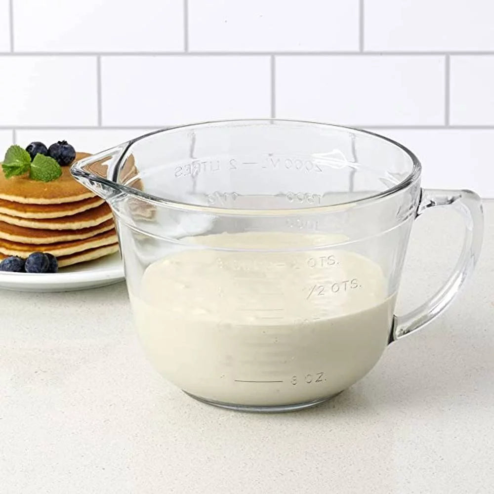 Glass Batter Bowl with Blue Lid, 2 Quart L49312