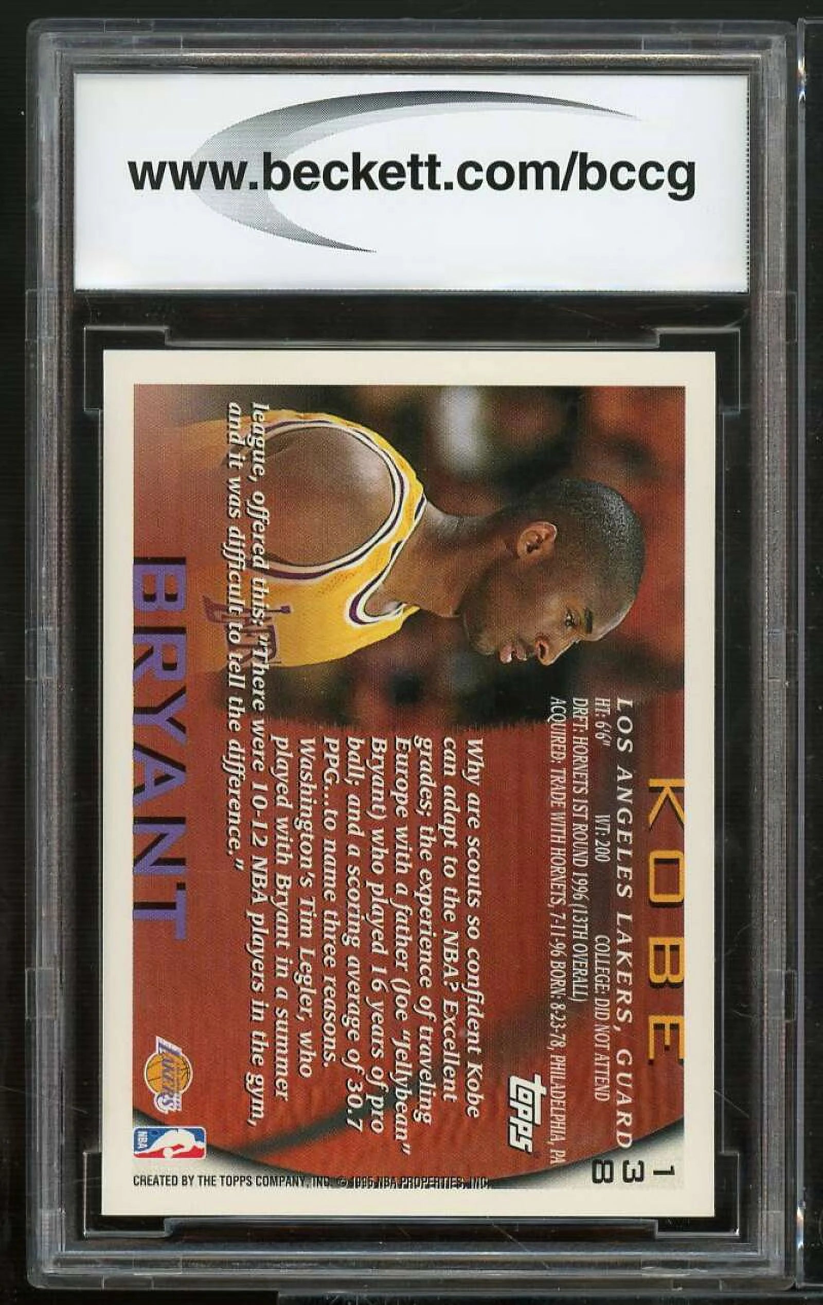 1996-97 Topps #138 Kobe Bryant Rookie Card G465550