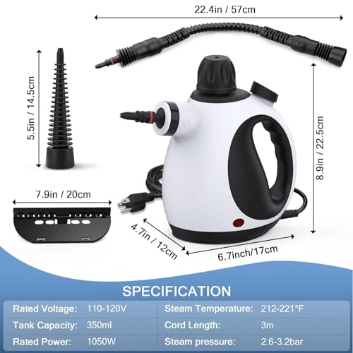 White Handheld Steam Cleaner with 10 Accessory Kit C207