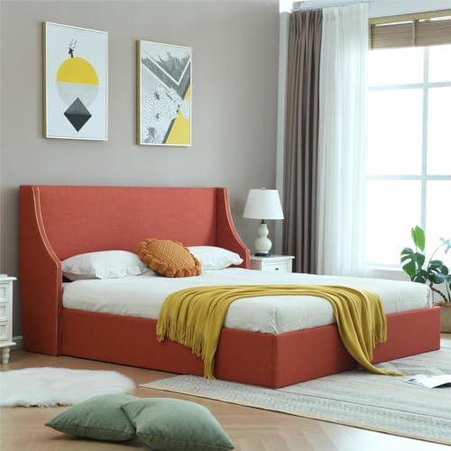 King Size Hydraulic Lift Bed with Gold Line Accents V652928