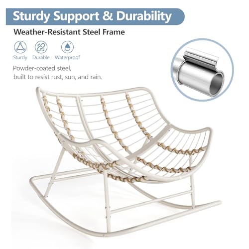 Oversized Egg Wicker Rocking Chair with Cushion - Gray R31108