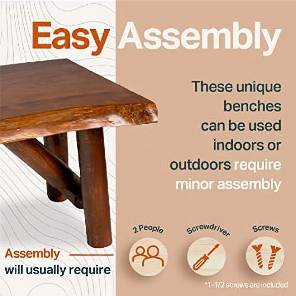 Rustic Pine & Cedar Wood Bench W9846